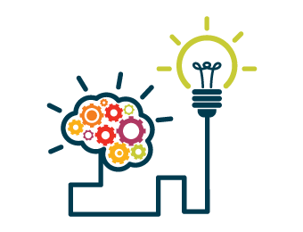 Representación gráfica de un cerebro conectado a una bombilla Representación gráfica de un cerebro conectado a una bombilla