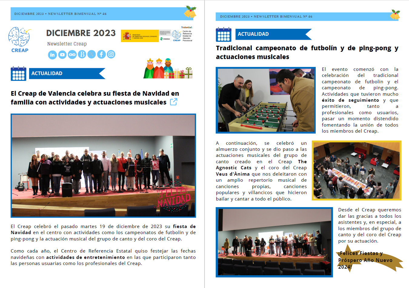 Primeras páginas del boletín de diciembre de 2023